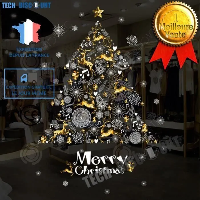 INN® stickers noël fenêtre vitre décoration autocollant adhésif sapin transparent fêtes fin d'année décoration murale chambre blanc-3