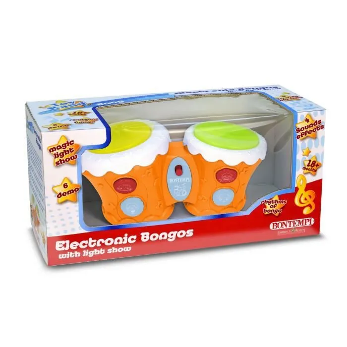 Bongo électronique - BONTEMPI - Baby Bongo - Effets sonores - 6 rythmes de batterie - Carrousel de lumières-1
