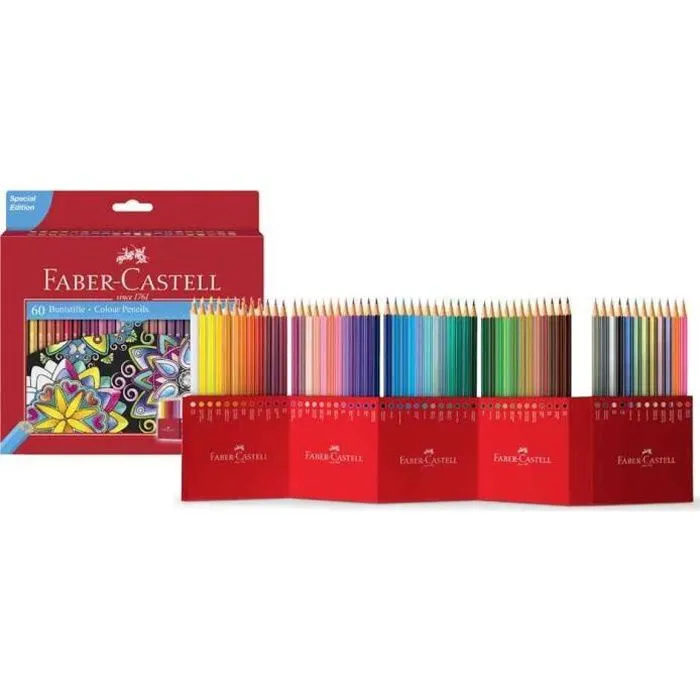 FABER-CASTELL Etui de 60 Crayons de couleur Château accordéon - Coloris assortis-0