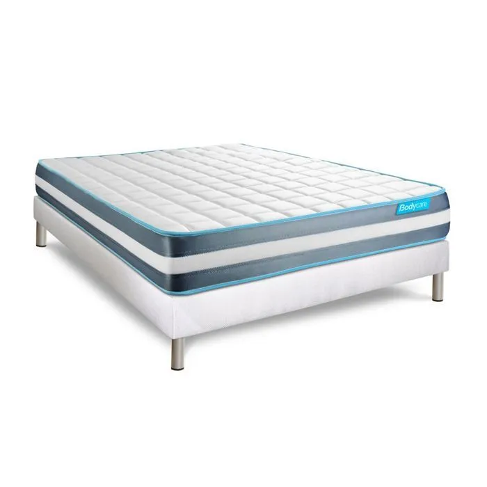 Ensemble sommier matelas 140x190 Bodyform Mémoire de forme - 20 cm - Ferme - sommier kit blanc-5