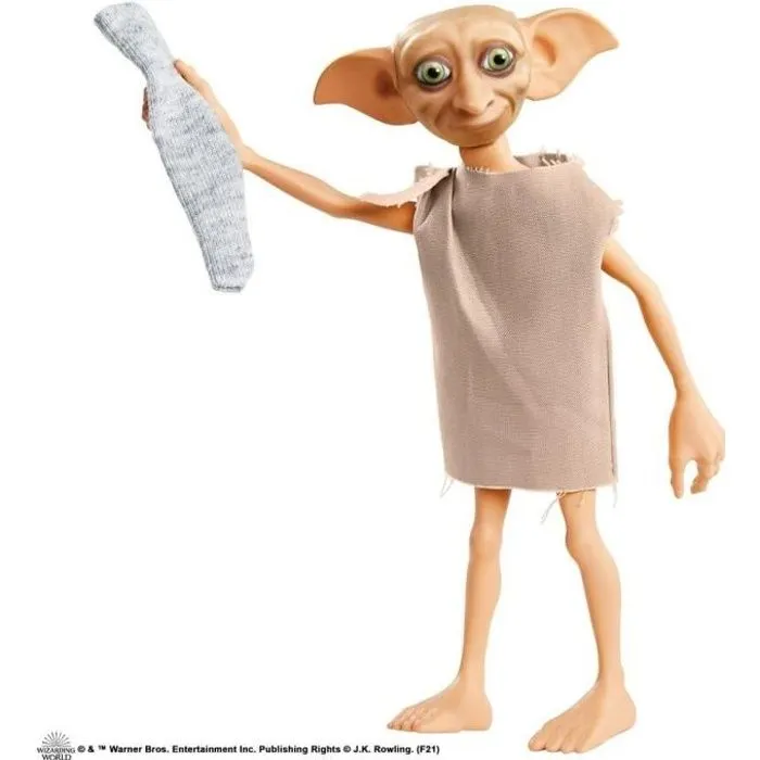 Harry Potter - Poupée Dobby l'Elfe de maison avec Tunique en Tissu et Accessoire Chaussette - Poupée Figurine - Dès 6 ans-0