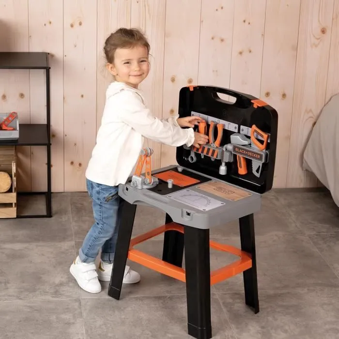 Smoby - Black and Decker -Etabli Bricolo Smart - Jeu d'imitation - Mallette qui se transforme en établi - 33 accessoires inclus - Fa-3