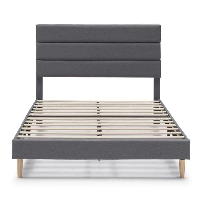 Cadre de lit plateforme Aroma capitonné 30 cm, 90x190 cm, Gris foncé-2