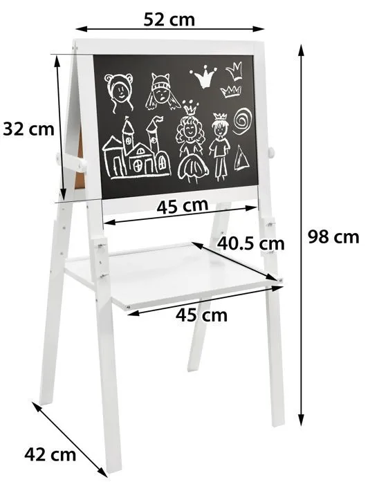 Mamabrum Tableau Enfant Bois Chevalet 52 X 42 X 98 CM Magnétique Feutre & Tableau Noir à Craie - Hauteur Réglable Accessoires-3