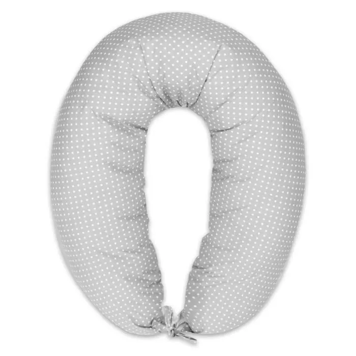 Coussin d'allaitement xxl coussin de couchage latéral 190x70cm-Coussin de grossesse Coussin de positionnement adulte points sur gris-0
