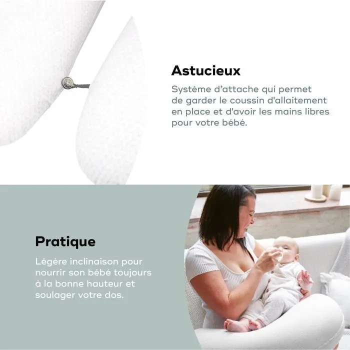 Babymoov B.LOVE Coussin de Maternité & Allaitement avec Remplissage Microbilles ultra-fines - Made in Europe, Gris-3