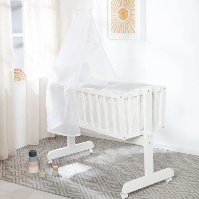ROBA Berceau Complet "Fox et Bunny" avec Fonction de Verrouillage - 40 x 90 cm - Blanc-1