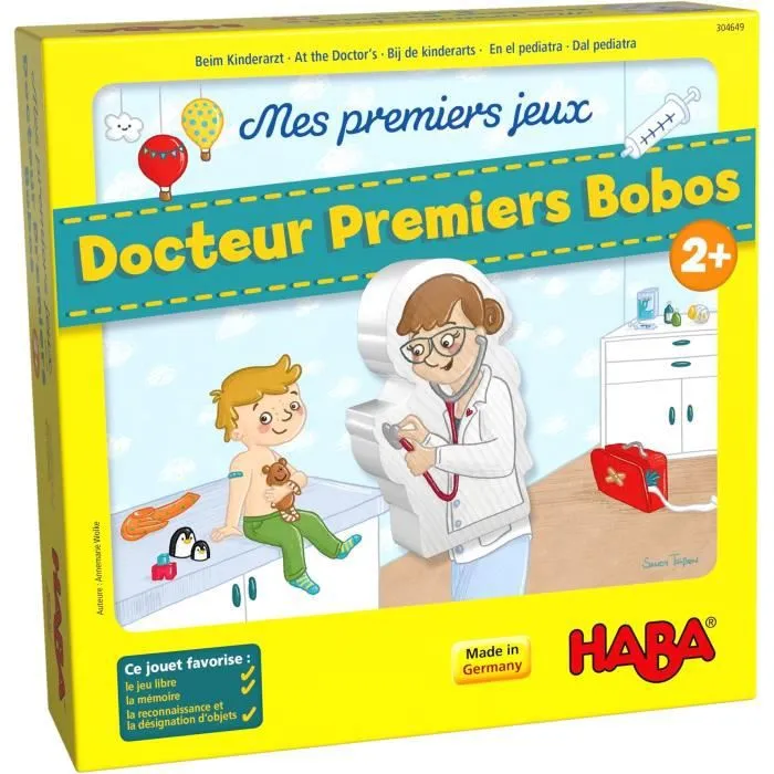 HABA - Mes premiers jeux - Docteur Premiers Bobos - Préparation ludique à la visite chez le pédiatre - à partir de 2 ans, 304649-0