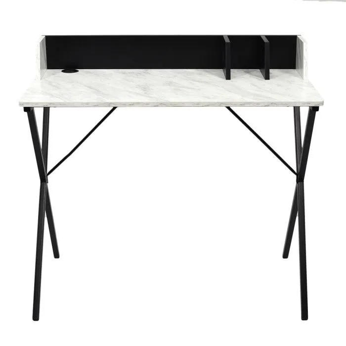 Bureau Design Effet Marbre "Brice" 90cm Gris-3