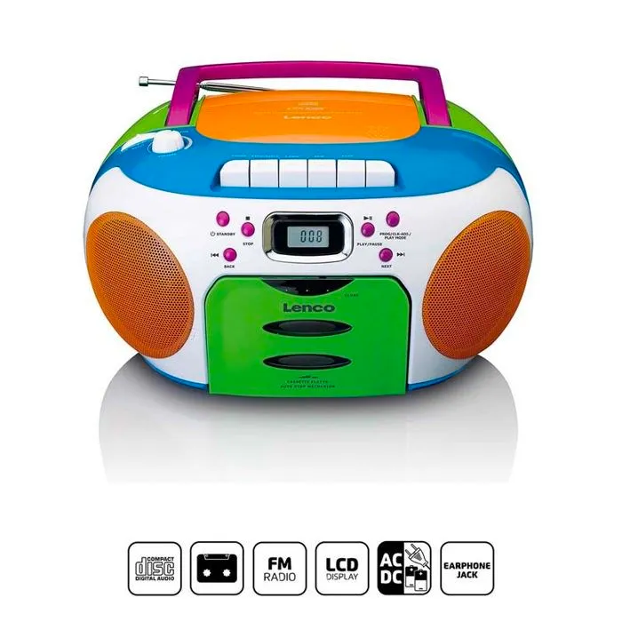 Radio lecteur CD avec cassette - Lenco - SCD-971 - Multi Couleur - Pour enfants - 3 ans et plus-0