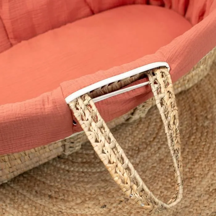 Couffin bébé avec Matelas Habillage et Drap Housse Terracotta Taille Unique-1