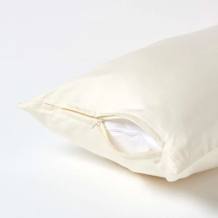 Taie d'oreiller 40x80 cm 100% satin de coton égyptien 1000 fils coloris Crème-2