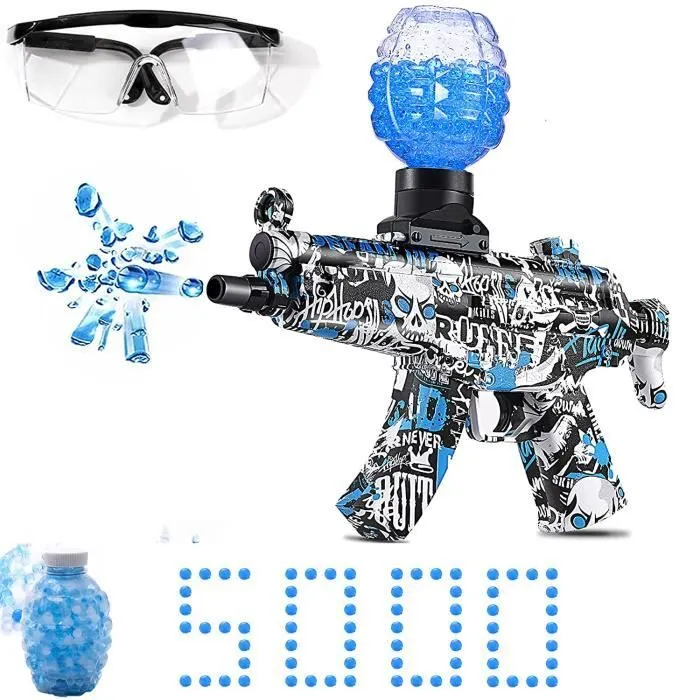 PIMPIMSKY Bombe à eau Pistolet à bille de gel électrique haute vitesse, Bleu graffiti-0