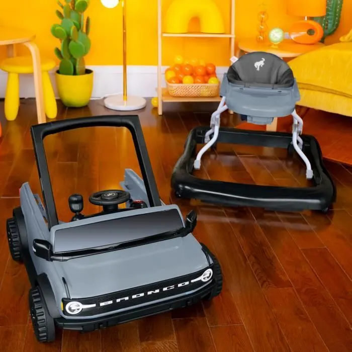 BRIGHT STARTS Trotteur et centre d'activités Ford Bronco 4-en-1, jouet de volant interactif et amovible, gris, à partir de 6 mois-3