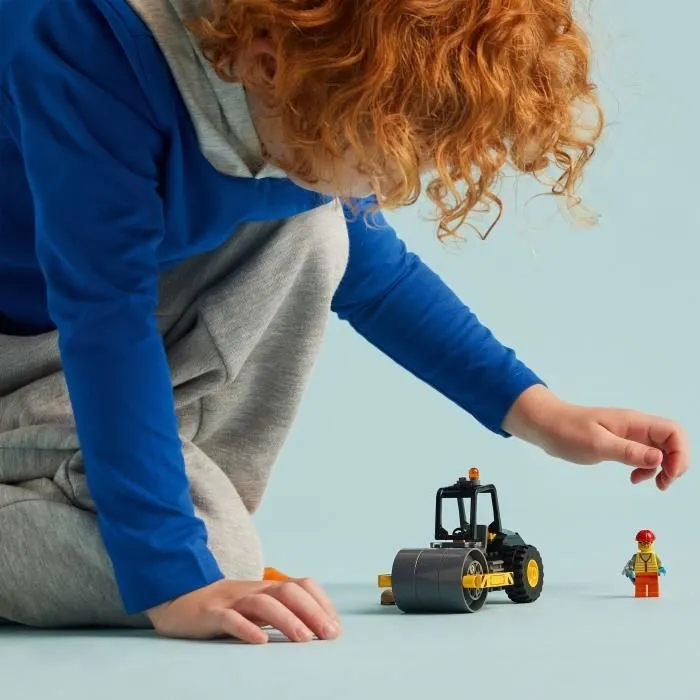 LEGO® 60401 City Le Rouleau Compresseur de Chantier, Maquette de Jouet de Camion avec Minifigurines d'Ouvrier-4