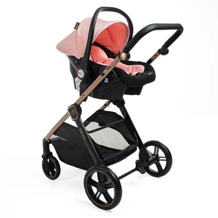 BEBELISSIMO - Poussette combinée trio 3 en 1 - siège auto 0+ IRIS – nacelle – dès la naissance – jusqu’à 22kg  - rose-2