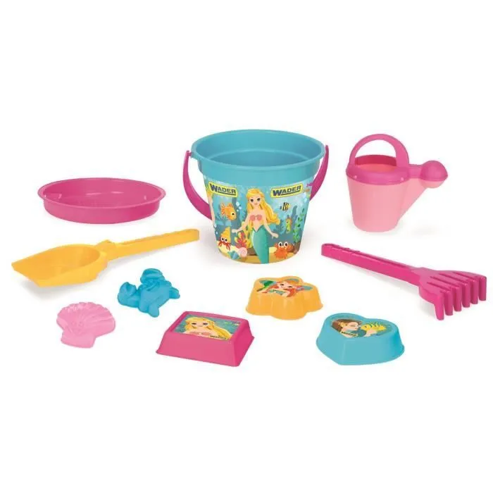 Ensemble plage - Wader - 10 pièces - Seau 14.5 cm - Multicolore - Pour enfants à partir de 3 ans-0