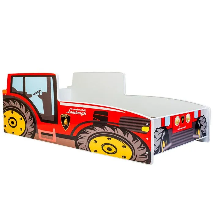 Lit enfant pour garçon tracteur rouge avec matelas et sommier inclus - 160 cm x 80 cm-0