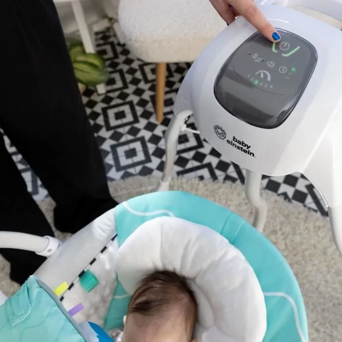 BABY EINSTEIN balancelle électrique Ocean Explorers, légère et compacte, siège pivotant à 180°, jouets inclus, Curious Comfort-3