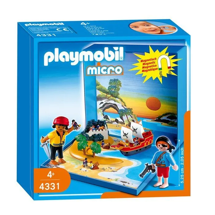Playmobil Micro Playmo Pirates - PLAYMOBIL - 4331 - Mini décor d'île pirates - Accessoires aimantés-0