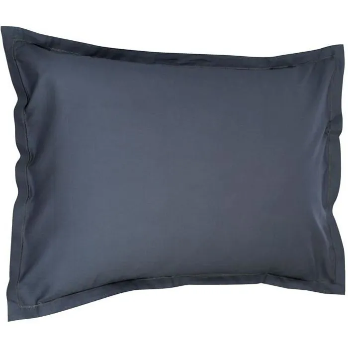 Taie d oreiller rectangulaire 50x70 cm 100% Coton - Gris foncé-0