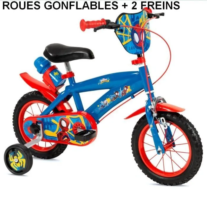 Velo enfant - Spiderman - 12 pouces - garçon - 3 à 5 ans - Stabilisateur - NEW-0