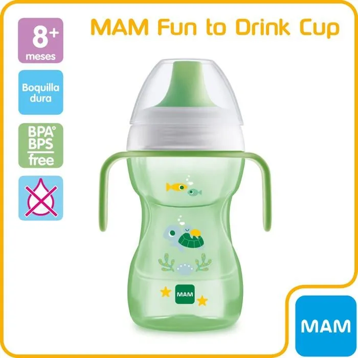 Mam - D122 - Glass Fun to Drink Gobelet d'apprentissage avec bec et couvercle pour bebe a partir de 8 mois 270 ml Neutre-1