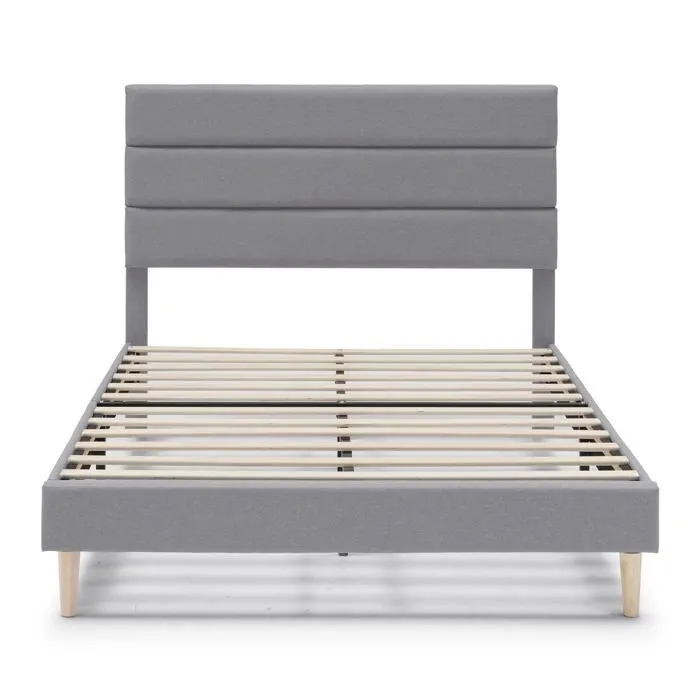 Cadre de lit plateforme Aroma capitonné 30 cm, 140x190 cm, Gris clair-2