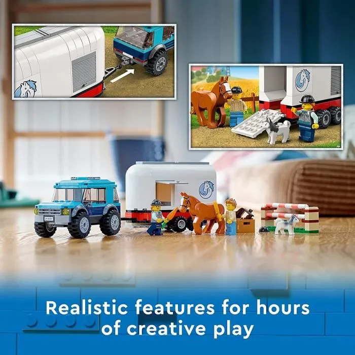 LEGO 60327 City Horse Transporter Ensemble de jeu equestre pour enfants, comprenant un SUV, des haies et 2 figurines, un chev-3