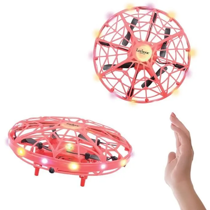 Mini drone volant à induction LEXIBOOK - Contrôle gestuel - Maintien d'altitude - Effets lumineux - Rouge/Noir-0
