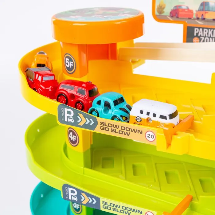 Garage Kinderplay KP3496 avec ascenseur – parking spiralé, 6 voitures, sons et lumières – jouet enfant dès 3 ans-2