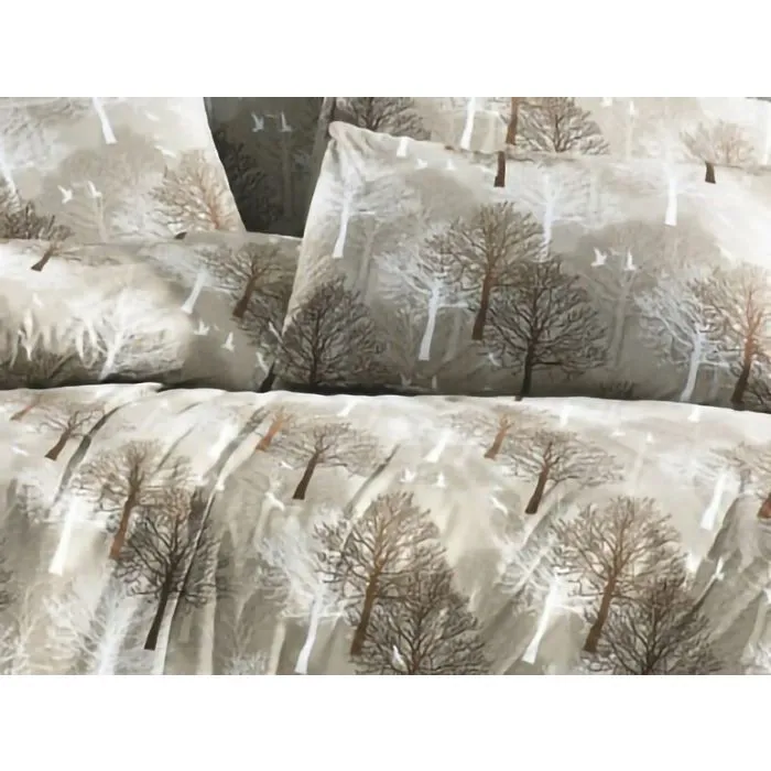 Parure de lit - TREE - Beige - 220x240 cm - 80% Coton - 2 Taies d'oreillers-2