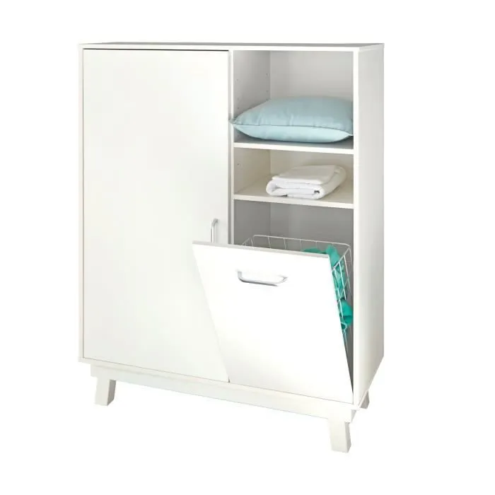 Commode bébé ROBA Nordic weiss avec panier à linge - Meuble bébé-2