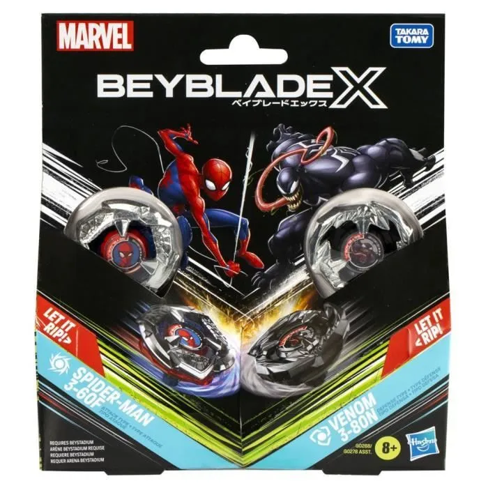 Beyblade X Multipack Toupie Spider-Man 3-60F vs. Venom 3-80N, Marvel , Dès 8 ans-2