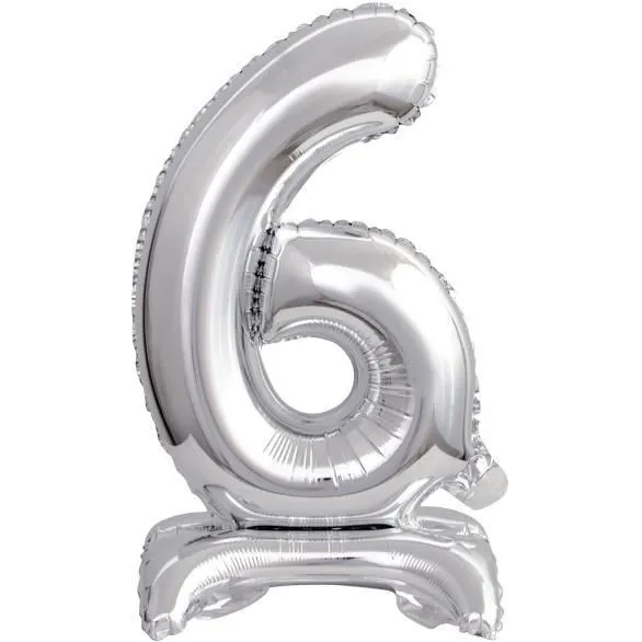 Ballon numéro 6 en feuille d'aluminium argent AMSCAN - Décoration de fête d'anniversaire-0
