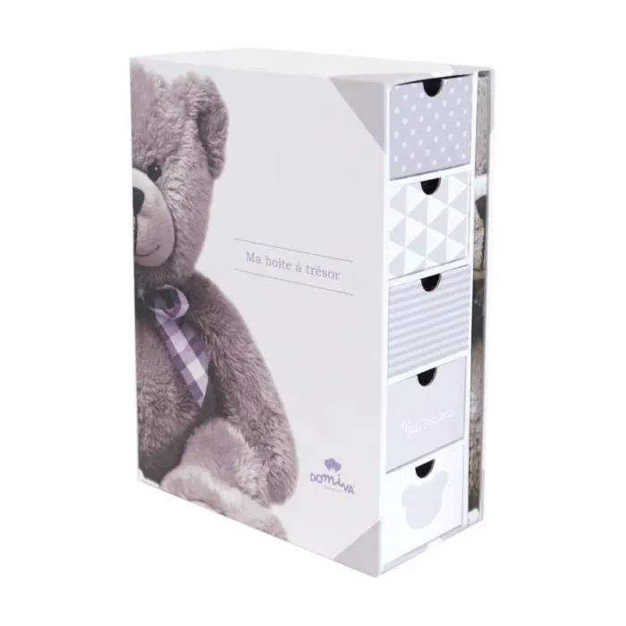 DOMIVA Livre naissance Little Bear - + Boîte à trésors - Blanc/Gris - 22,5 x 31 cm-1