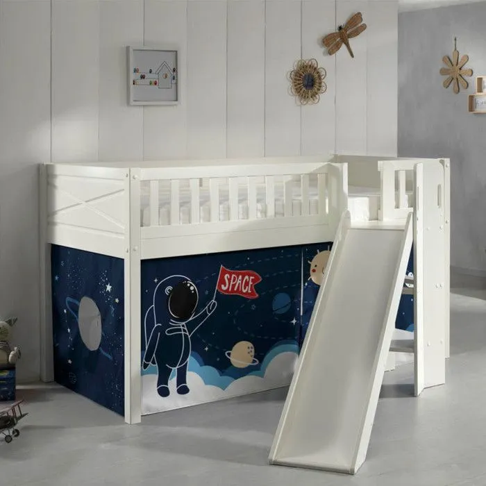 Lit Mezzanine Toboggan et Rideau Space Shuttle - Vipack - Scott - 1 place - 207x203x114cm - Bois massif - Enfant-4