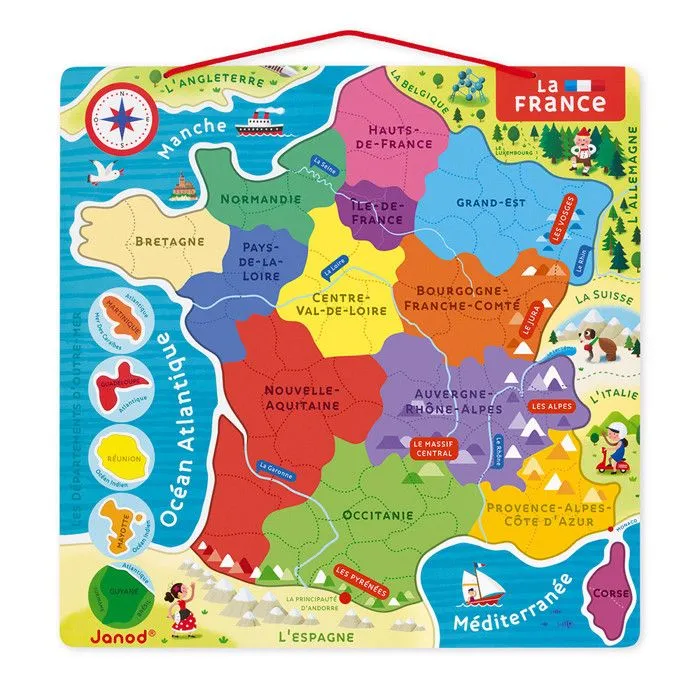 Puzzle France Magnétique 93 pcs (bois) - JANOD - Nouvelles régions 2016 - Dès 7 ans-5