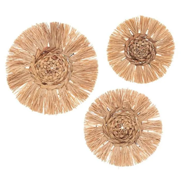 Set de 3 déco murales - Raphia - Beige - Atmosphera createur d'interieur-0