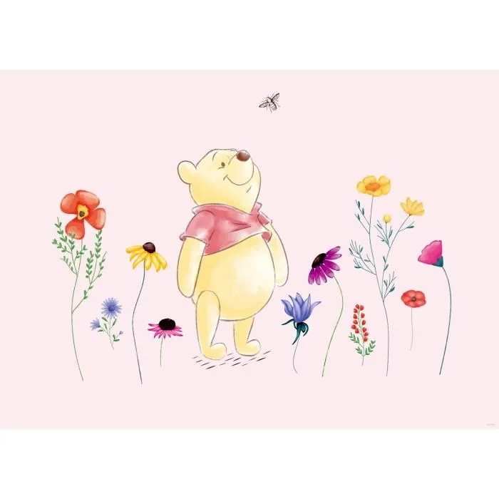 Poster Intissé - Disney Winnie l'ourson - modèle Winnie et les fleurs - 160 cm x 110 cm Multicolor-1