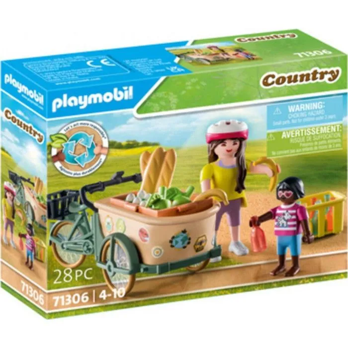 PLAYMOBIL - Cycliste avec vélo et remorque avant - Ferme - Jouet pour enfant de 4 ans et plus-0