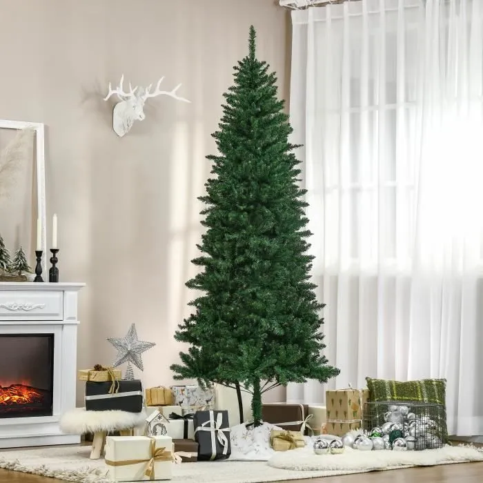 HOMCOM Sapin de Noël Artificiel 210H cm 865 Branches épines Imitation Nordmann Grand réalisme Vert-2