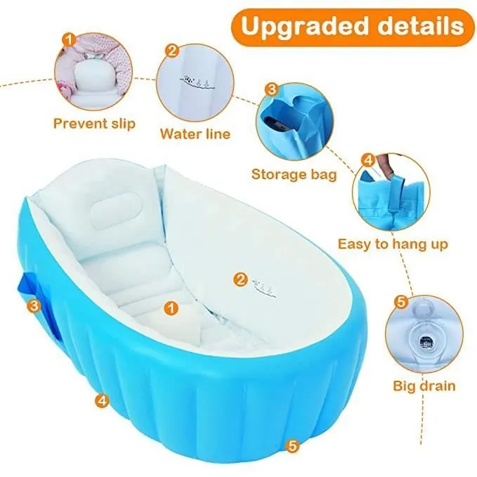 ROCK Baignoire gonflable antidérapante et pliable pour bébé de 0 à 3 ans Bleu-1