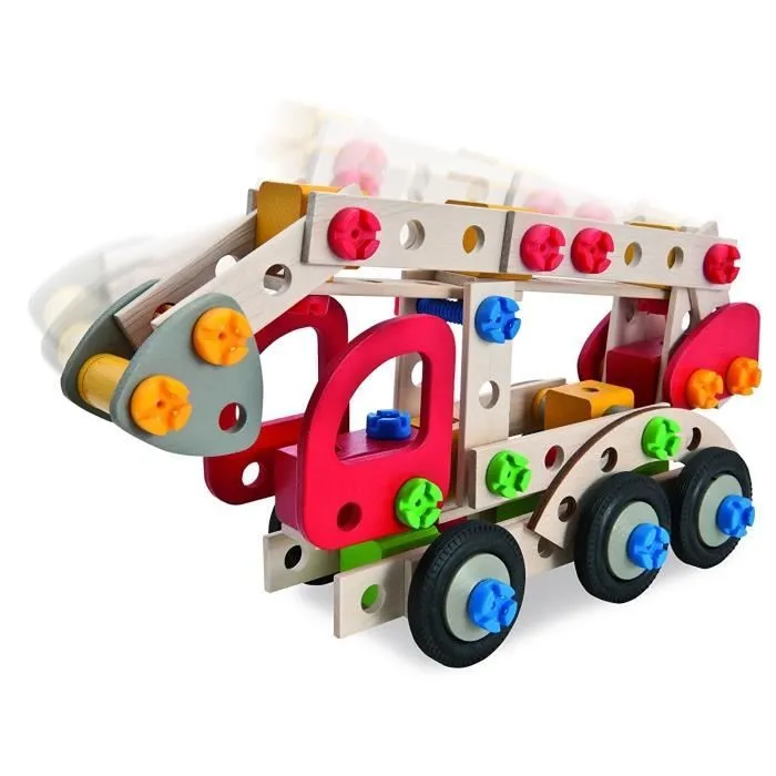 Jeu de construction - HEROS - Camion Pompier 155 pcs - Bois de hêtre PEFC - Mixte-4