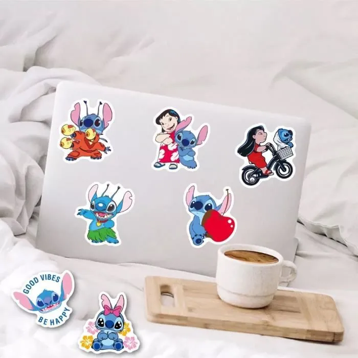 Autocollant Stitch Angel Lio Stickers - Generique - Lot de 20 - Résistant à l'eau - Blanc-2