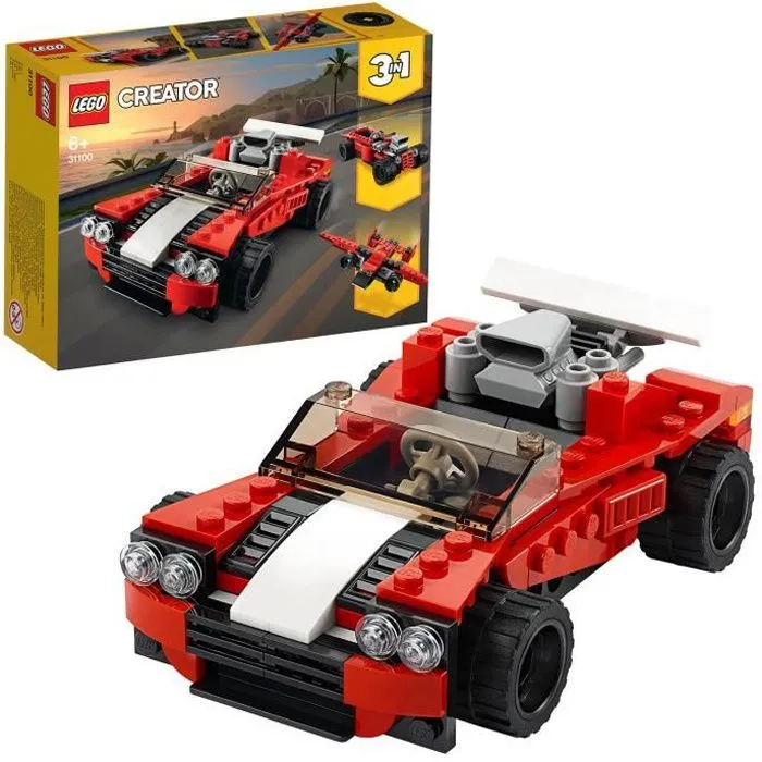 LEGO® Creator 3-en-1 31100 La Voiture de Sport, Jouet, se Transforme en Hot Rod, et en Avion-0