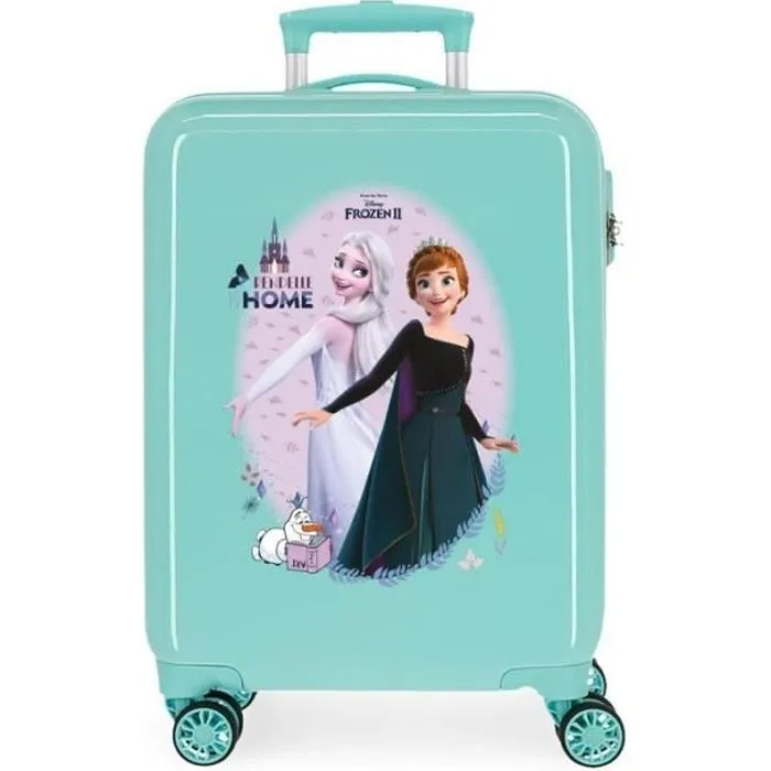 Valise cabine - LA REINE DES NEIGES - Arendelle is home - Vert menthe - Coque rigide - 4 roulettes 360°-0