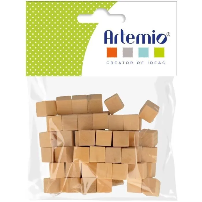 Jeu de construction - ARTEMIO - Lot de 72 mini cubes en bois - Blanc - 12 x 12 mm-0
