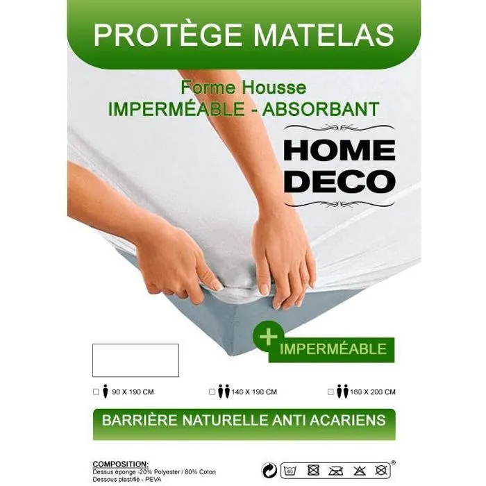 Protège matelas imperméable 160x200 cm drap housse anti acariens-0