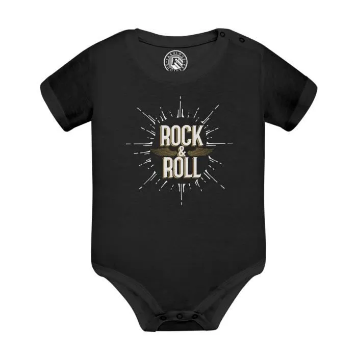 Body Bébé Manche Courte Noir Rock and Roll Musique Musicien Guitare Basse-0